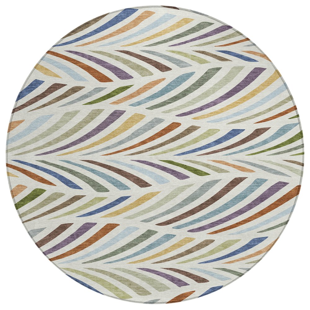 Machine Washable Indoor/Outdoor Chantille ACN2475 Ivory 8' x 8' Round Rug. Picture 1