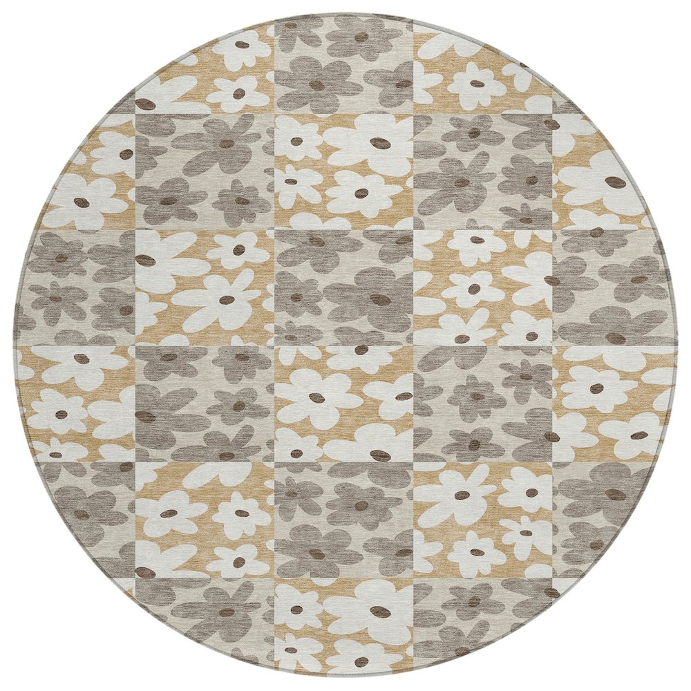 Machine Washable Indoor/Outdoor Chantille ACN2476 Brown 8' x 8' Round Rug. Picture 1