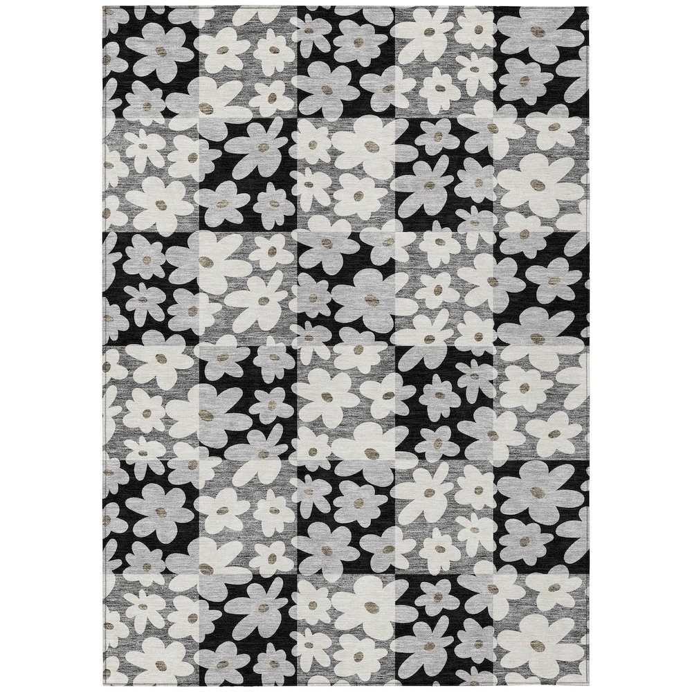 Machine Washable Indoor/Outdoor Chantille ACN2476 Black 2'6" x 3'10" Rug. Picture 1