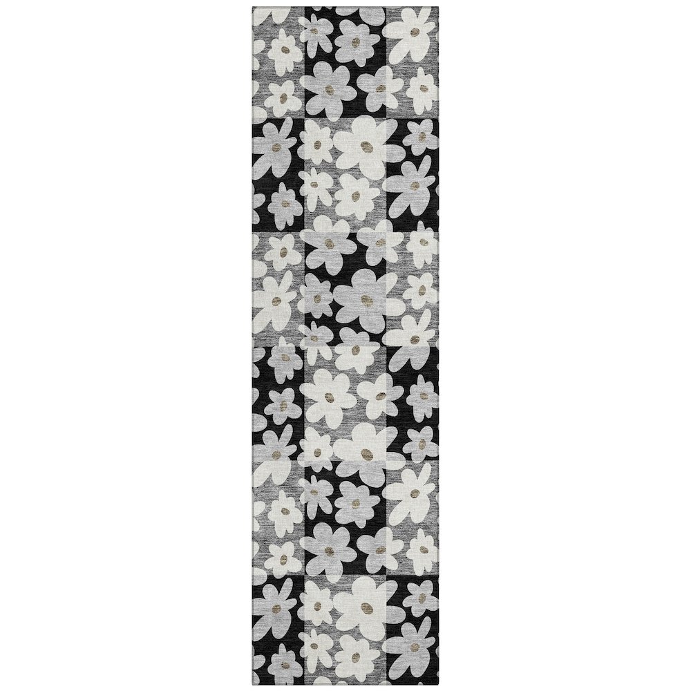 Machine Washable Indoor/Outdoor Chantille ACN2476 Black 2'3" x 7'6" Runner Rug. Picture 1