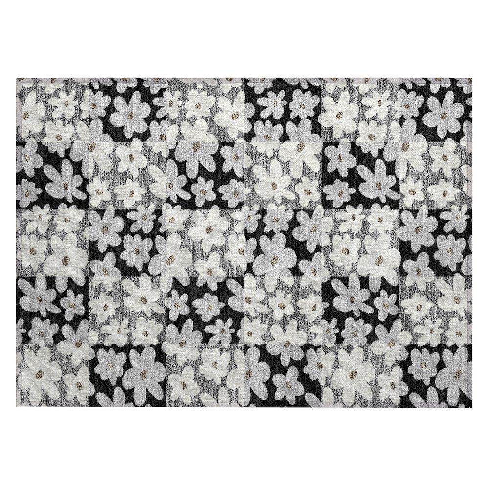 Machine Washable Indoor/Outdoor Chantille ACN2476 Black 1'8" x 2'6" Rug. Picture 1