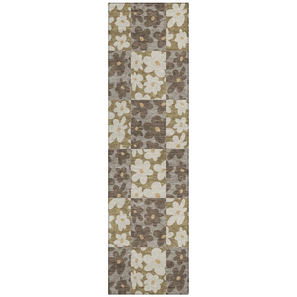 Machine Washable Indoor/Outdoor Chantille ACN2476 Brown 2'3" x 7'6" Runner Rug. Picture 1