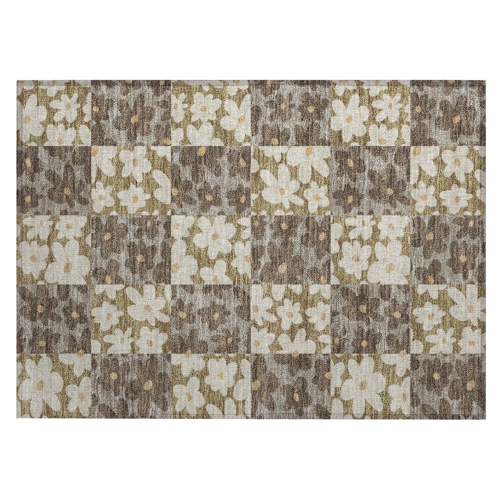 Machine Washable Indoor/Outdoor Chantille ACN2476 Brown 1'8" x 2'6" Rug. Picture 1