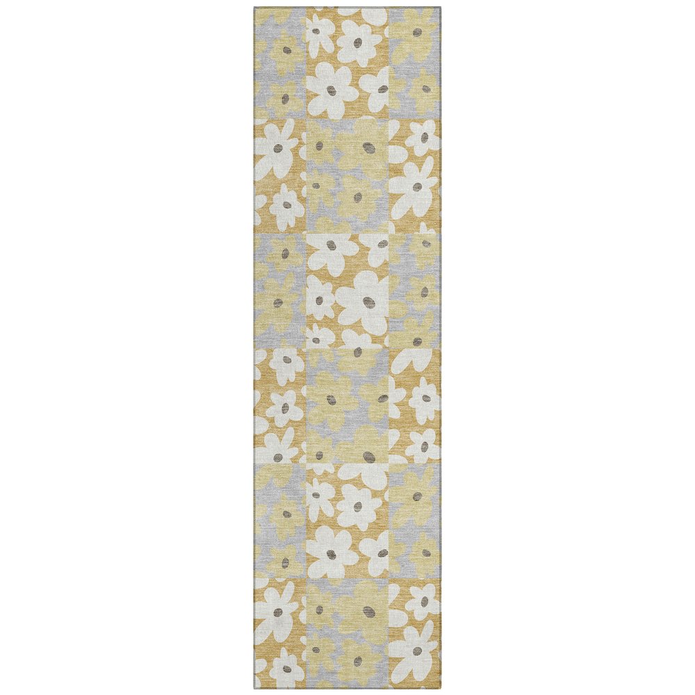Machine Washable Indoor/Outdoor Chantille ACN2476 Gold 2'3" x 7'6" Runner Rug. Picture 1