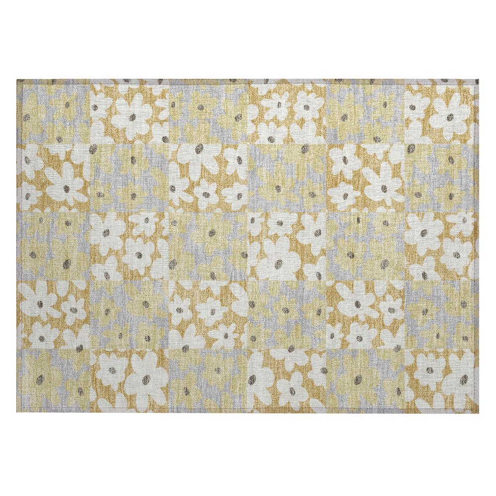 Machine Washable Indoor/Outdoor Chantille ACN2476 Gold 1'8" x 2'6" Rug. Picture 1