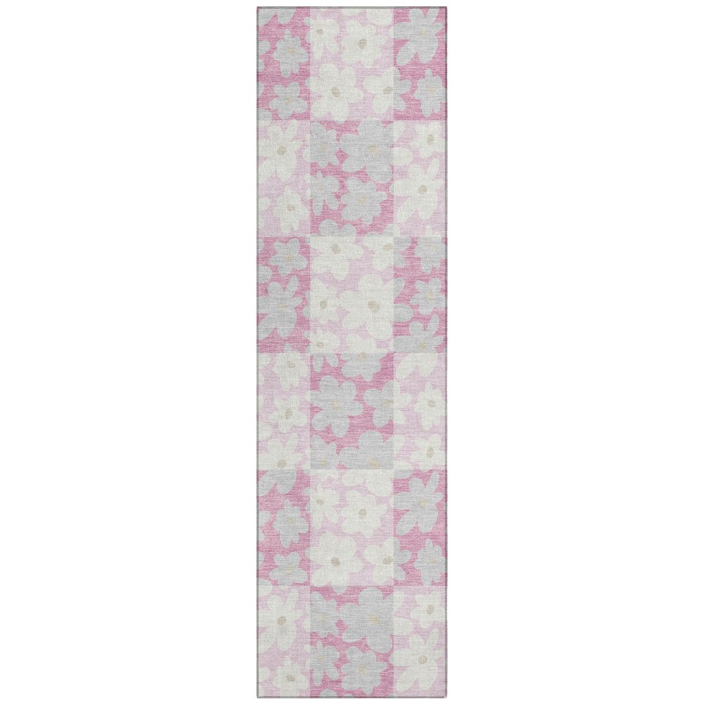 Machine Washable Indoor/Outdoor Chantille ACN2476 Pink 2'3" x 7'6" Runner Rug. Picture 1