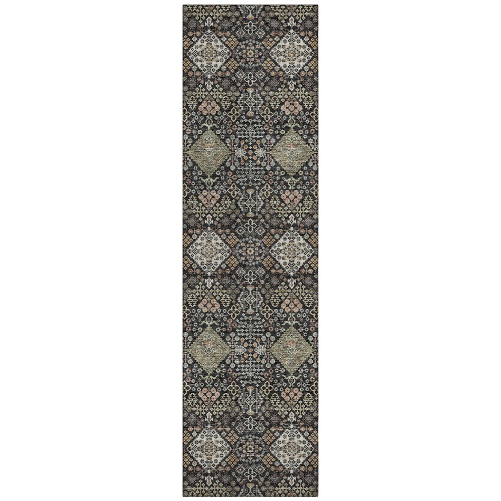 Machine Washable Indoor/Outdoor Chantille ACN2477 Black 2'3" x 7'6" Runner Rug. Picture 1