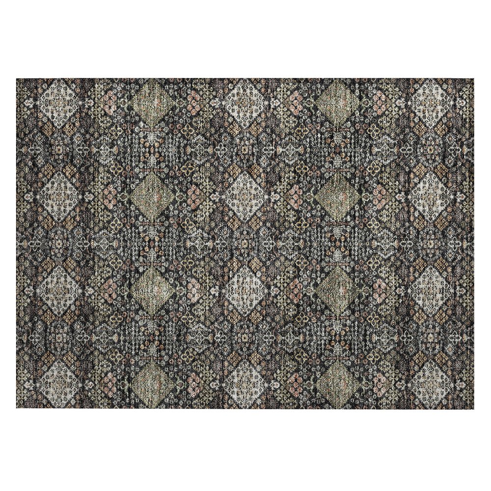 Machine Washable Indoor/Outdoor Chantille ACN2477 Black 1'8" x 2'6" Rug. Picture 1