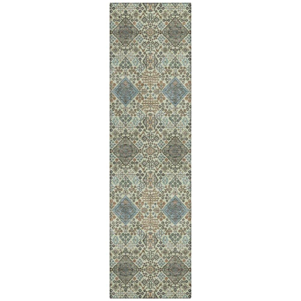 Machine Washable Indoor/Outdoor Chantille ACN2477 Green 2'3" x 7'6" Runner Rug. Picture 1