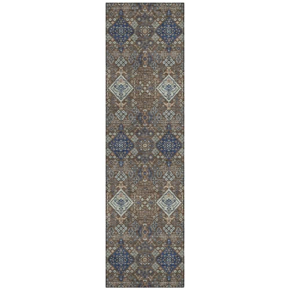 Machine Washable Indoor/Outdoor Chantille ACN2477 Brown 2'3" x 7'6" Runner Rug. Picture 1