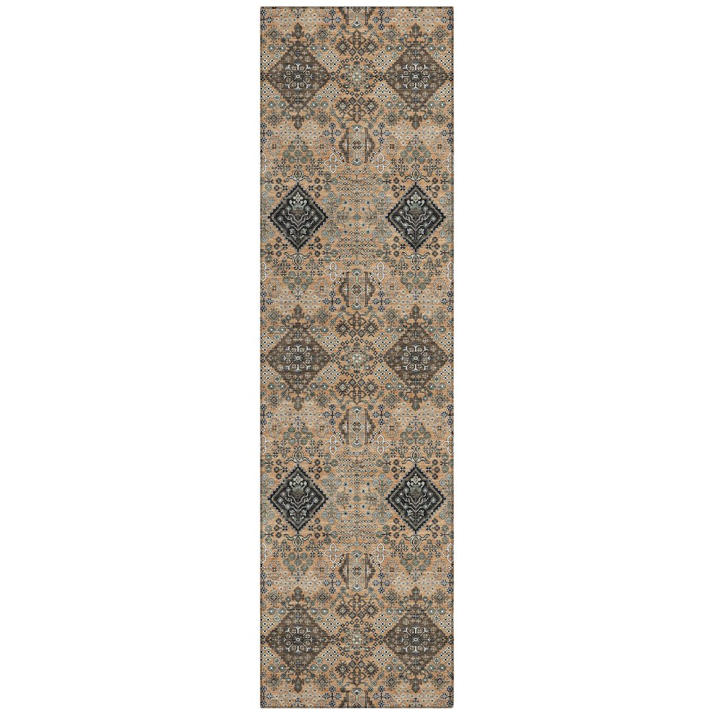 Machine Washable Indoor/Outdoor Chantille ACN2477 Orange 2'3" x 7'6" Runner Rug. Picture 1