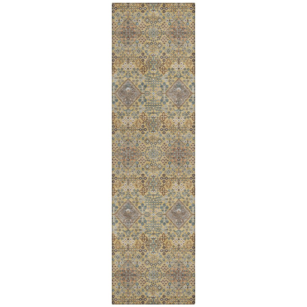 Machine Washable Indoor/Outdoor Chantille ACN2477 Gold 2'3" x 7'6" Runner Rug. Picture 1