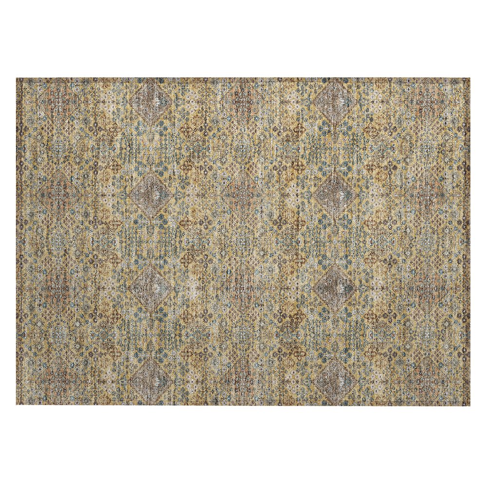 Machine Washable Indoor/Outdoor Chantille ACN2477 Gold 1'8" x 2'6" Rug. Picture 1