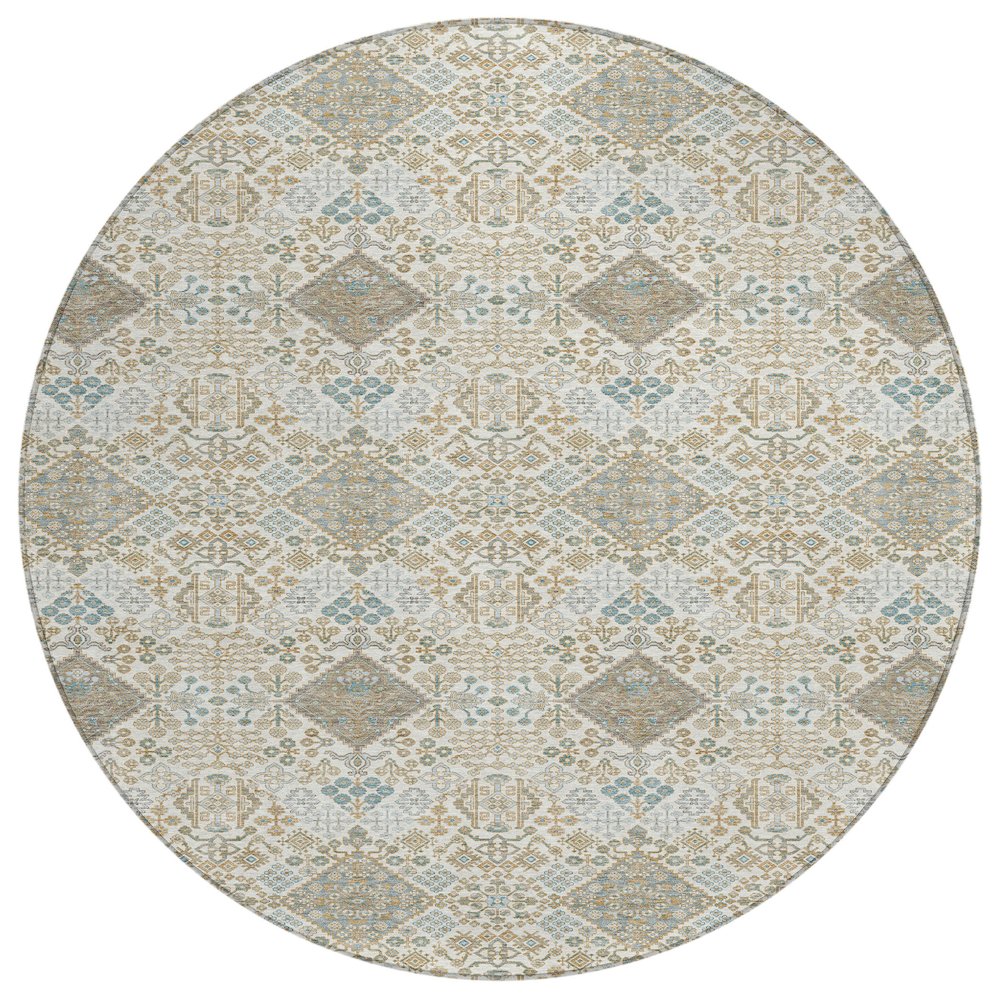 Machine Washable Indoor/Outdoor Chantille ACN2477 Ivory 8' x 8' Round Rug. Picture 1