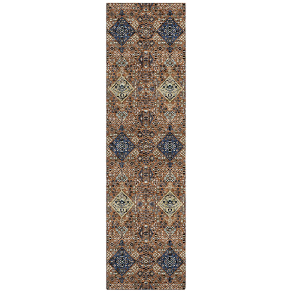 Machine Washable Indoor/Outdoor Chantille ACN2477 Orange 2'3" x 7'6" Runner Rug. Picture 1
