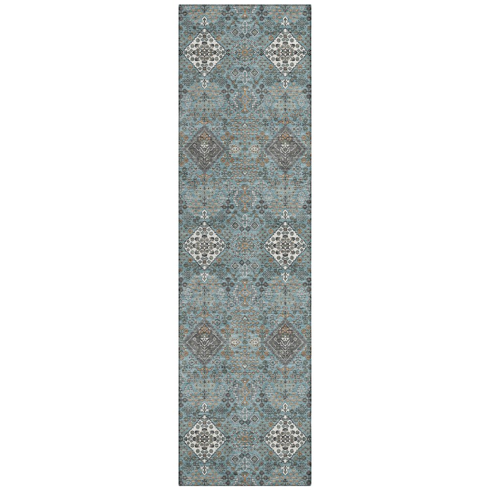 Machine Washable Indoor/Outdoor Chantille ACN2477 Teal 2'3" x 7'6" Runner Rug. Picture 1
