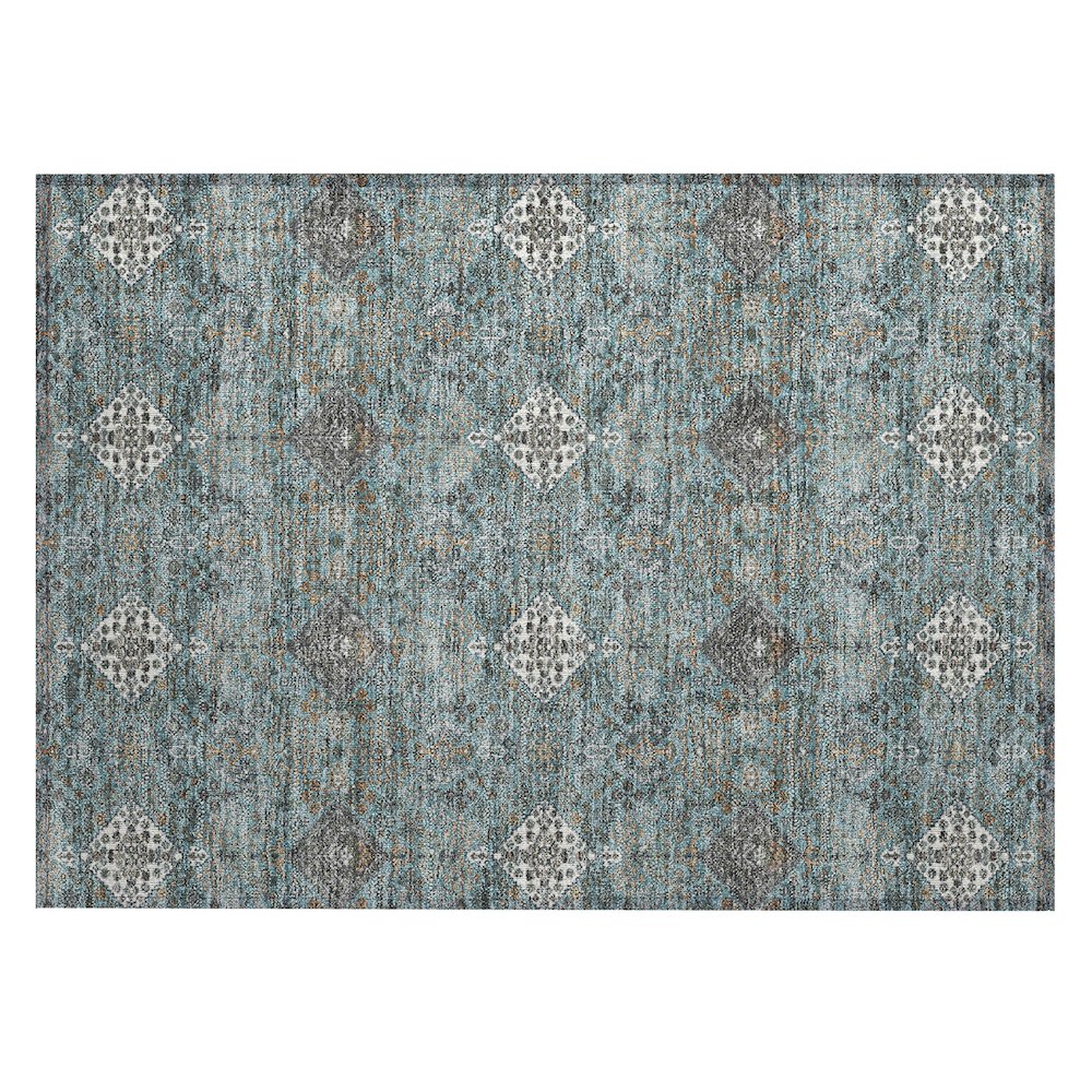 Machine Washable Indoor/Outdoor Chantille ACN2477 Teal 1'8" x 2'6" Rug. Picture 1