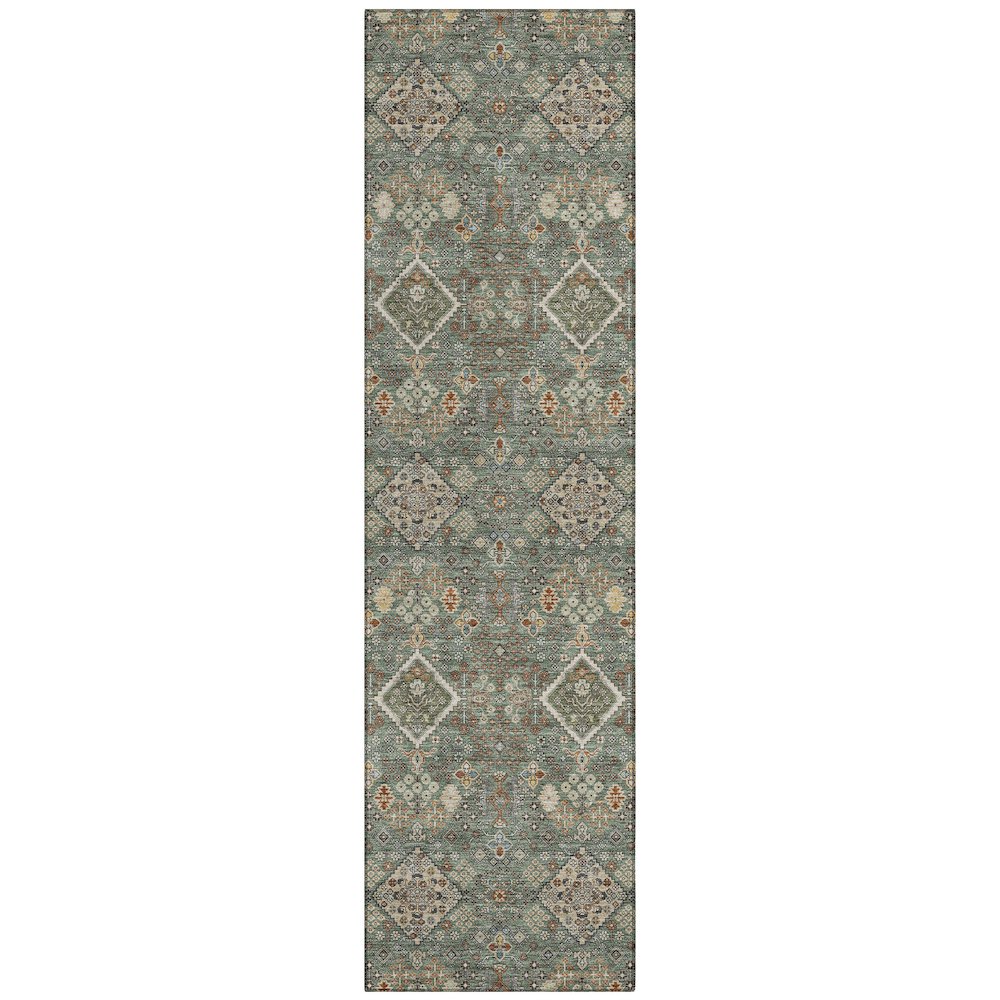 Machine Washable Indoor/Outdoor Chantille ACN2478 Green 2'3" x 7'6" Runner Rug. Picture 1