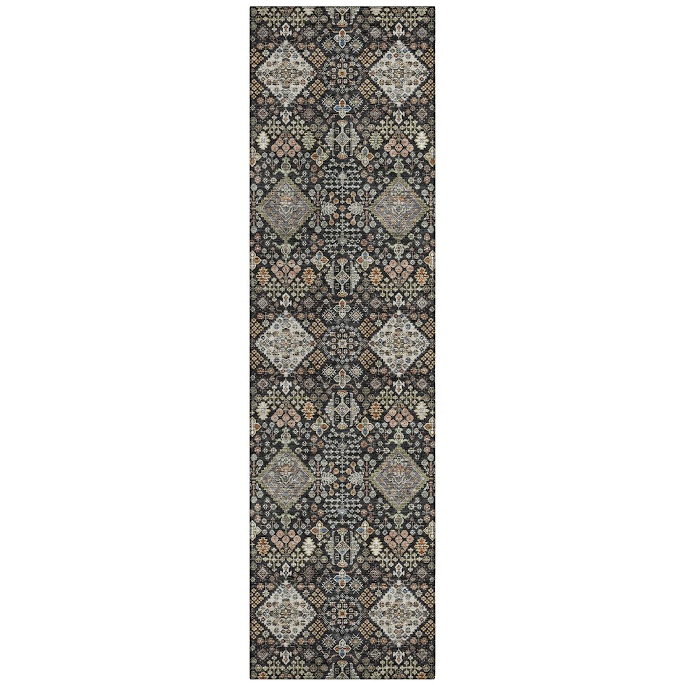 Machine Washable Indoor/Outdoor Chantille ACN2478 Black 2'3" x 7'6" Runner Rug. Picture 1
