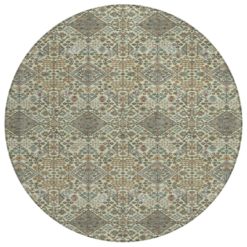 Machine Washable Indoor/Outdoor Chantille ACN2478 Green 8' x 8' Round Rug. Picture 1