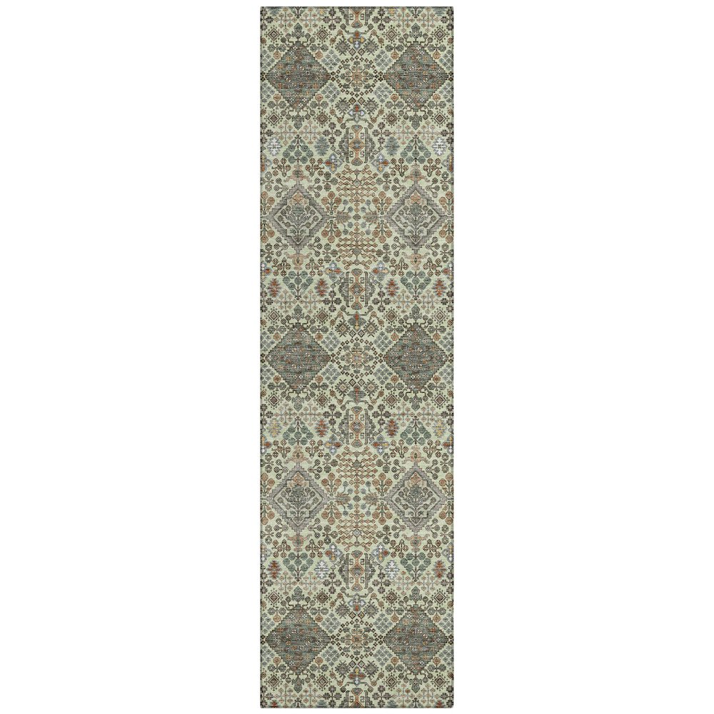 Machine Washable Indoor/Outdoor Chantille ACN2478 Green 2'3" x 7'6" Runner Rug. Picture 1