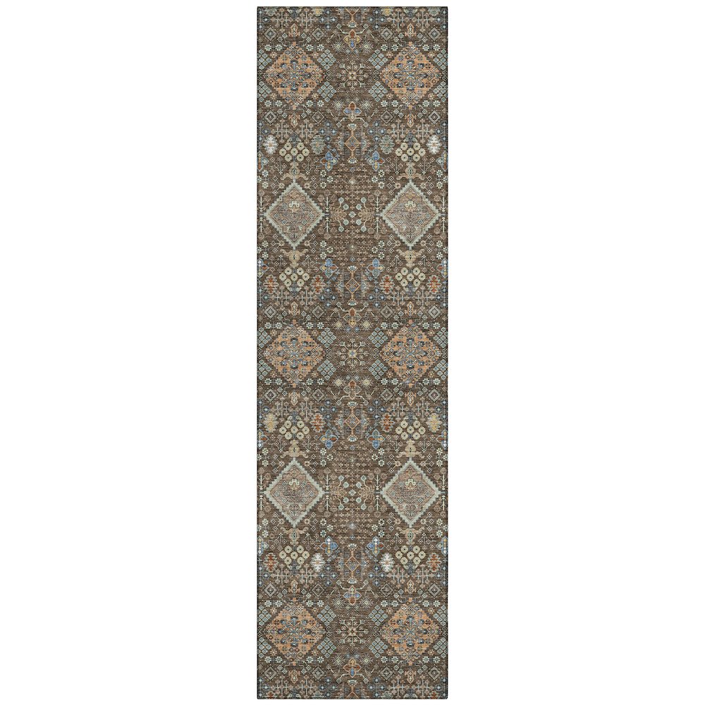 Machine Washable Indoor/Outdoor Chantille ACN2478 Brown 2'3" x 7'6" Runner Rug. Picture 1