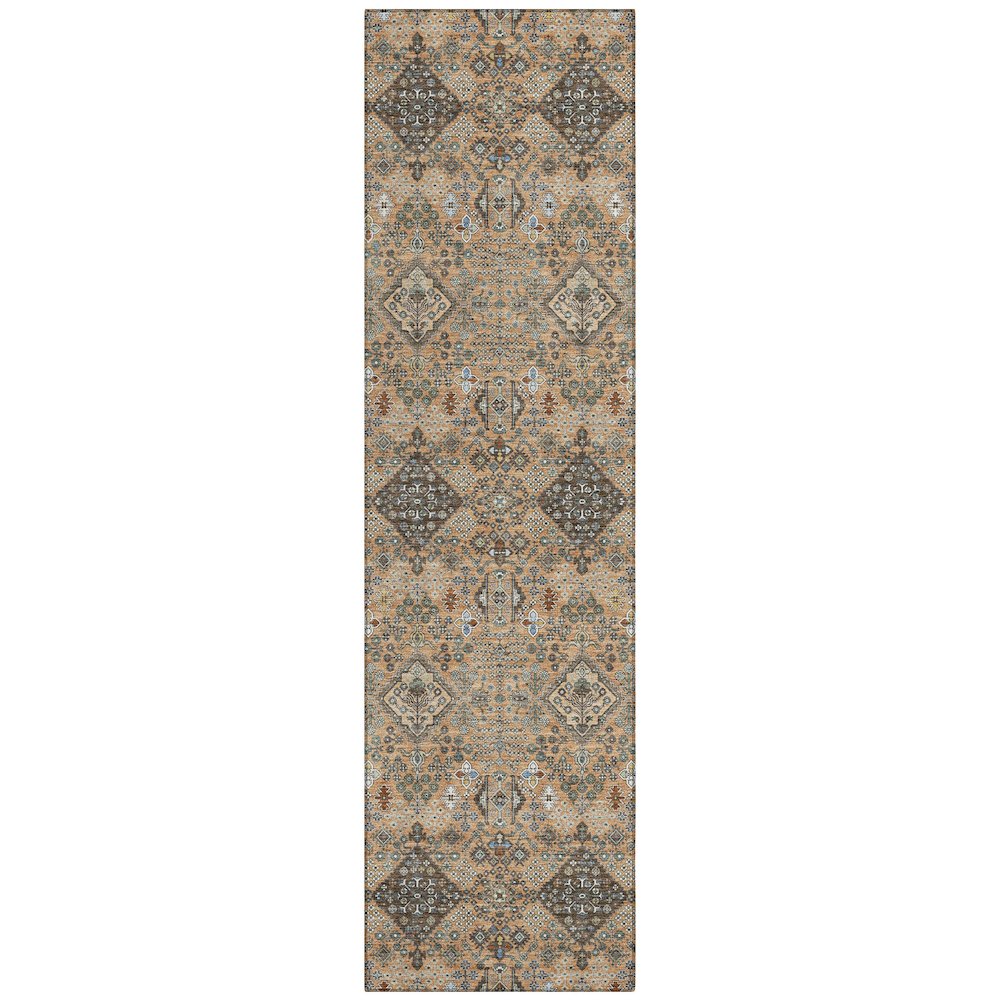 Machine Washable Indoor/Outdoor Chantille ACN2478 Orange 2'3" x 7'6" Runner Rug. Picture 1