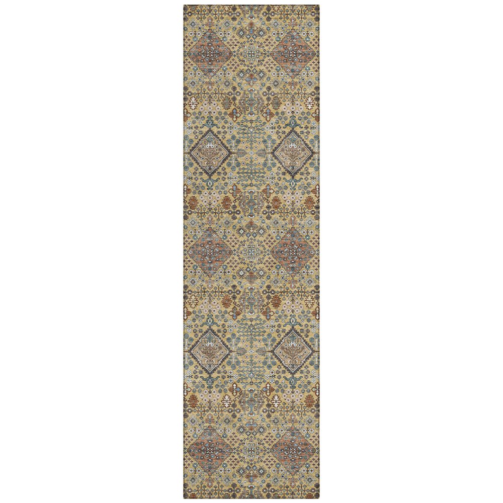 Machine Washable Indoor/Outdoor Chantille ACN2478 Gold 2'3" x 7'6" Runner Rug. Picture 1