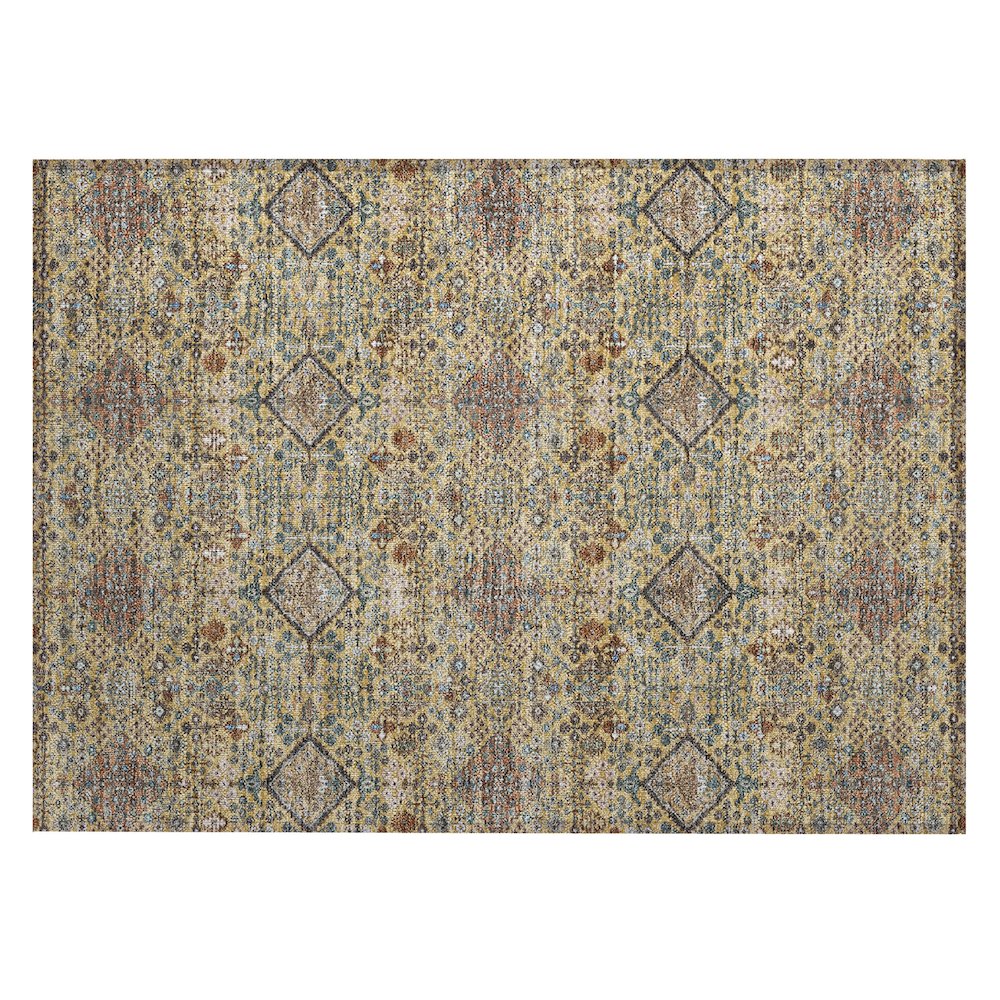 Machine Washable Indoor/Outdoor Chantille ACN2478 Gold 1'8" x 2'6" Rug. Picture 1