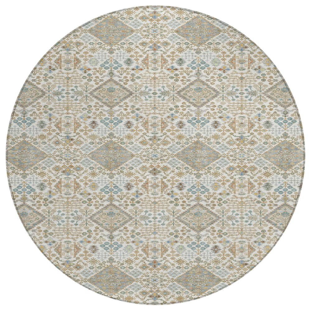 Machine Washable Indoor/Outdoor Chantille ACN2478 Ivory 8' x 8' Round Rug. Picture 1