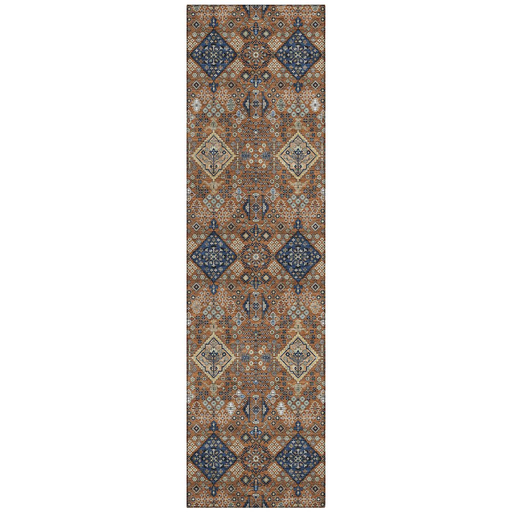 Machine Washable Indoor/Outdoor Chantille ACN2478 Orange 2'3" x 7'6" Runner Rug. Picture 1