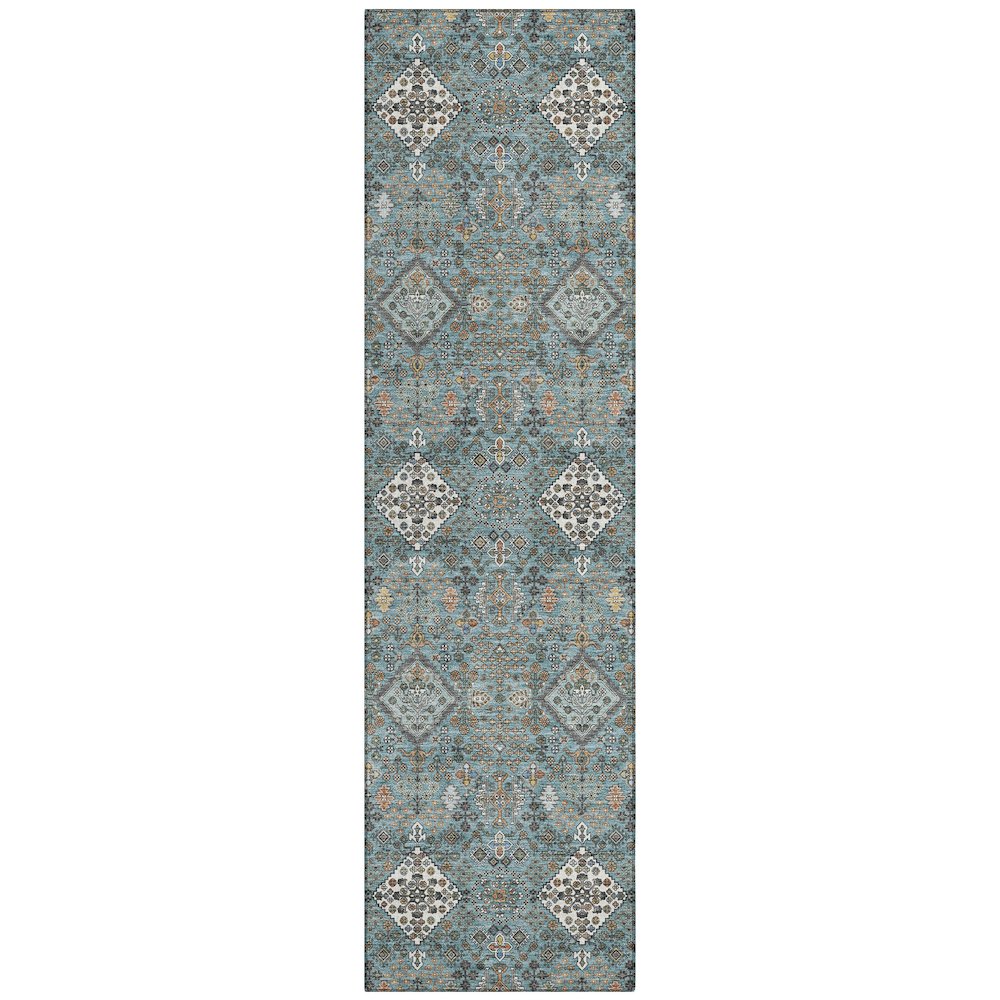 Machine Washable Indoor/Outdoor Chantille ACN2478 Teal 2'3" x 7'6" Runner Rug. Picture 1