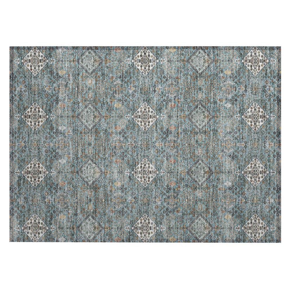 Machine Washable Indoor/Outdoor Chantille ACN2478 Teal 1'8" x 2'6" Rug. Picture 1
