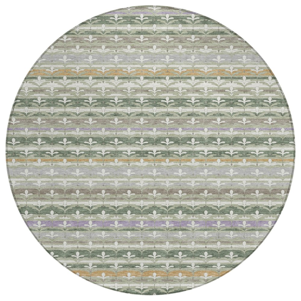 Machine Washable Indoor/Outdoor Chantille ACN2479 Green 8' x 8' Round Rug. Picture 1