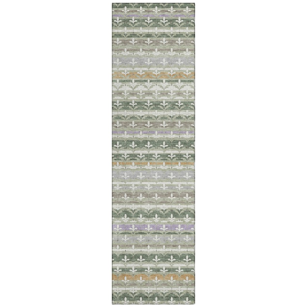 Machine Washable Indoor/Outdoor Chantille ACN2479 Green 2'3" x 7'6" Runner Rug. Picture 1