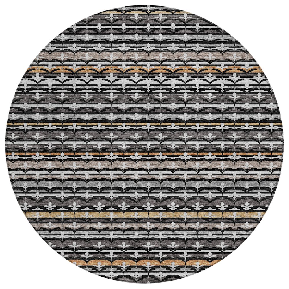 Machine Washable Indoor/Outdoor Chantille ACN2479 Black 8' x 8' Round Rug. Picture 1