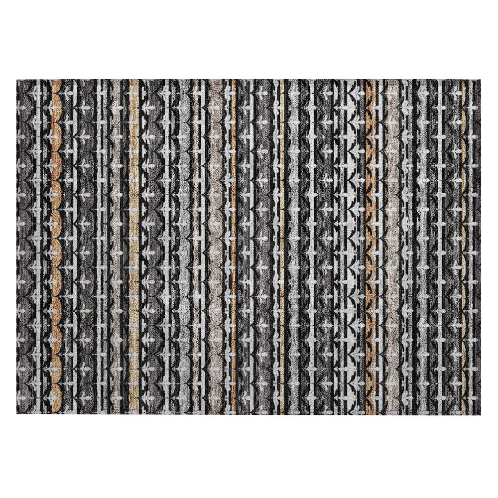 Machine Washable Indoor/Outdoor Chantille ACN2479 Black 1'8" x 2'6" Rug. Picture 1
