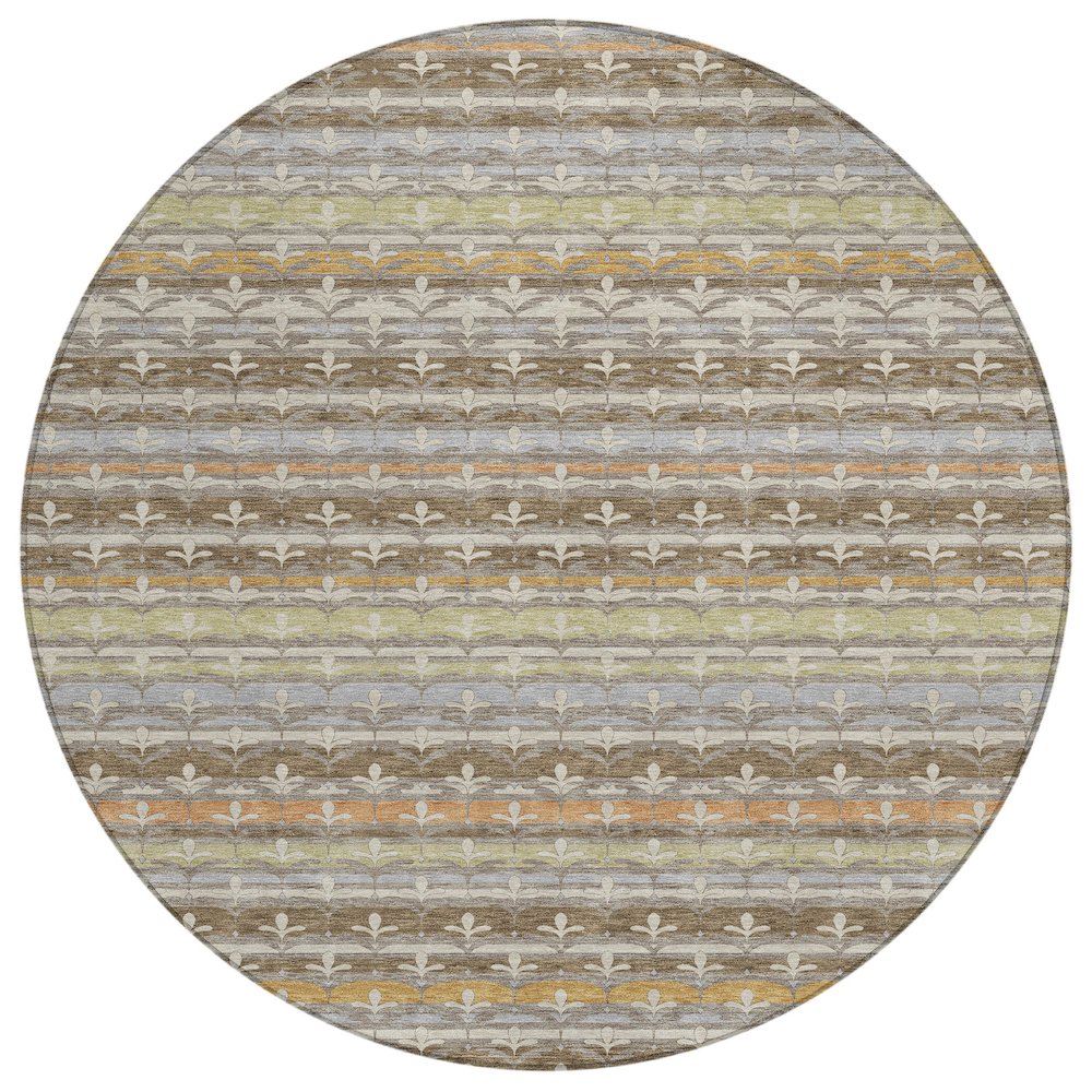 Machine Washable Indoor/Outdoor Chantille ACN2479 Brown 8' x 8' Round Rug. Picture 1