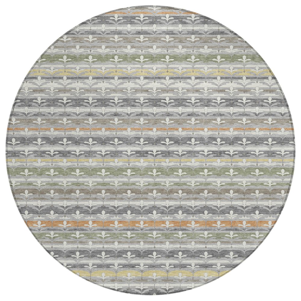 Machine Washable Indoor/Outdoor Chantille ACN2479 Gray 8' x 8' Round Rug. Picture 1