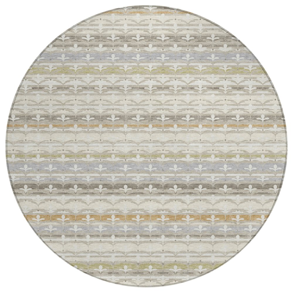 Machine Washable Indoor/Outdoor Chantille ACN2479 Ivory 8' x 8' Round Rug. Picture 1