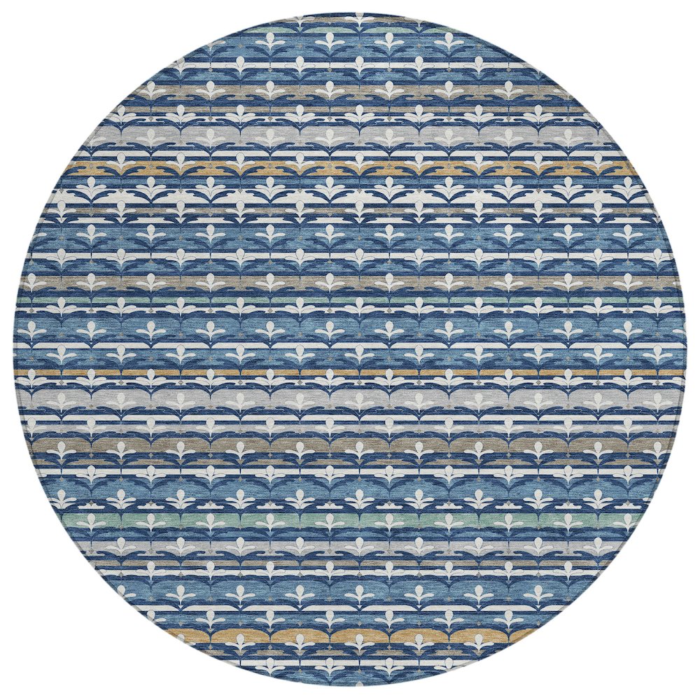 Machine Washable Indoor/Outdoor Chantille ACN2479 Blue 8' x 8' Round Rug. Picture 1