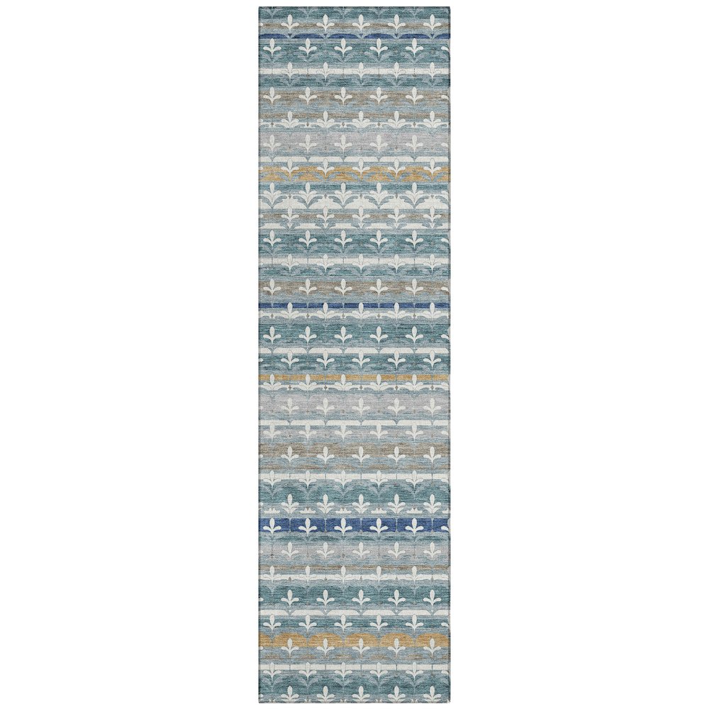 Machine Washable Indoor/Outdoor Chantille ACN2479 Teal 2'3" x 7'6" Runner Rug. Picture 1