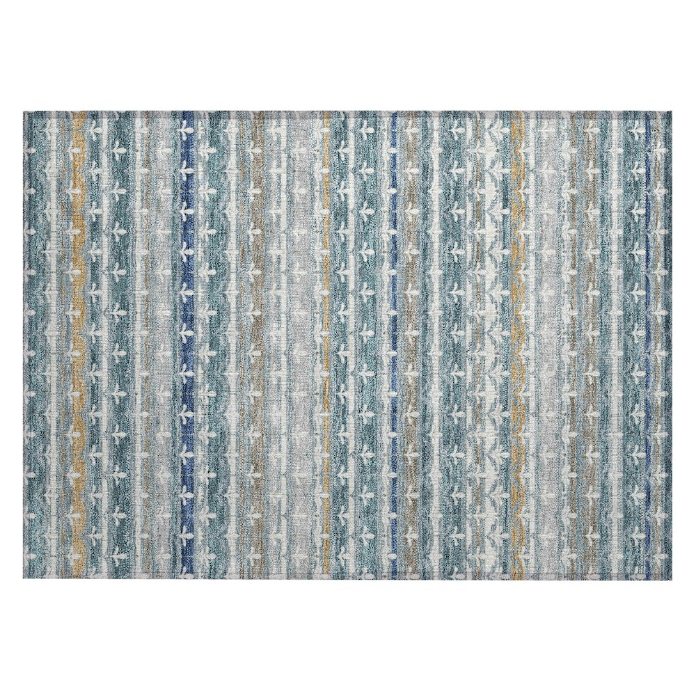 Machine Washable Indoor/Outdoor Chantille ACN2479 Teal 1'8" x 2'6" Rug. Picture 1