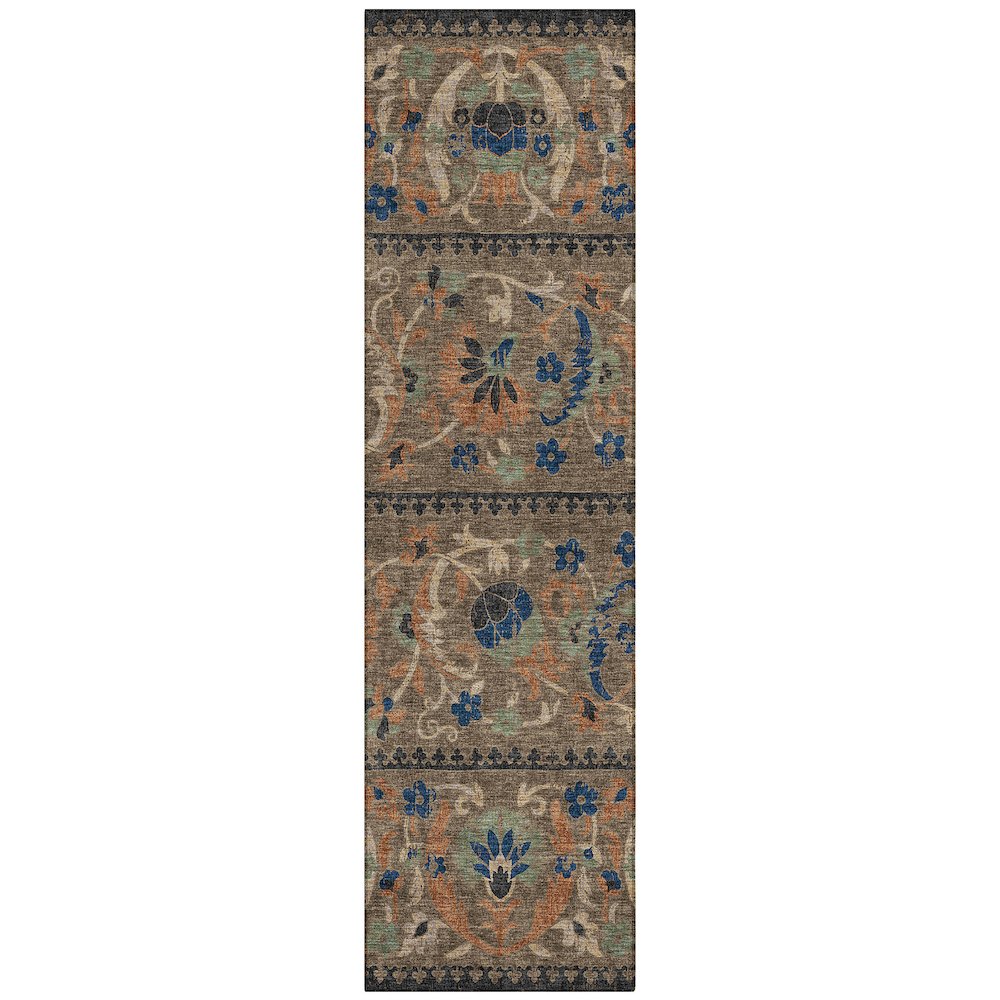 Machine Washable Indoor/Outdoor Chantille ACN2480 Brown 2'3" x 7'6" Runner Rug. Picture 1
