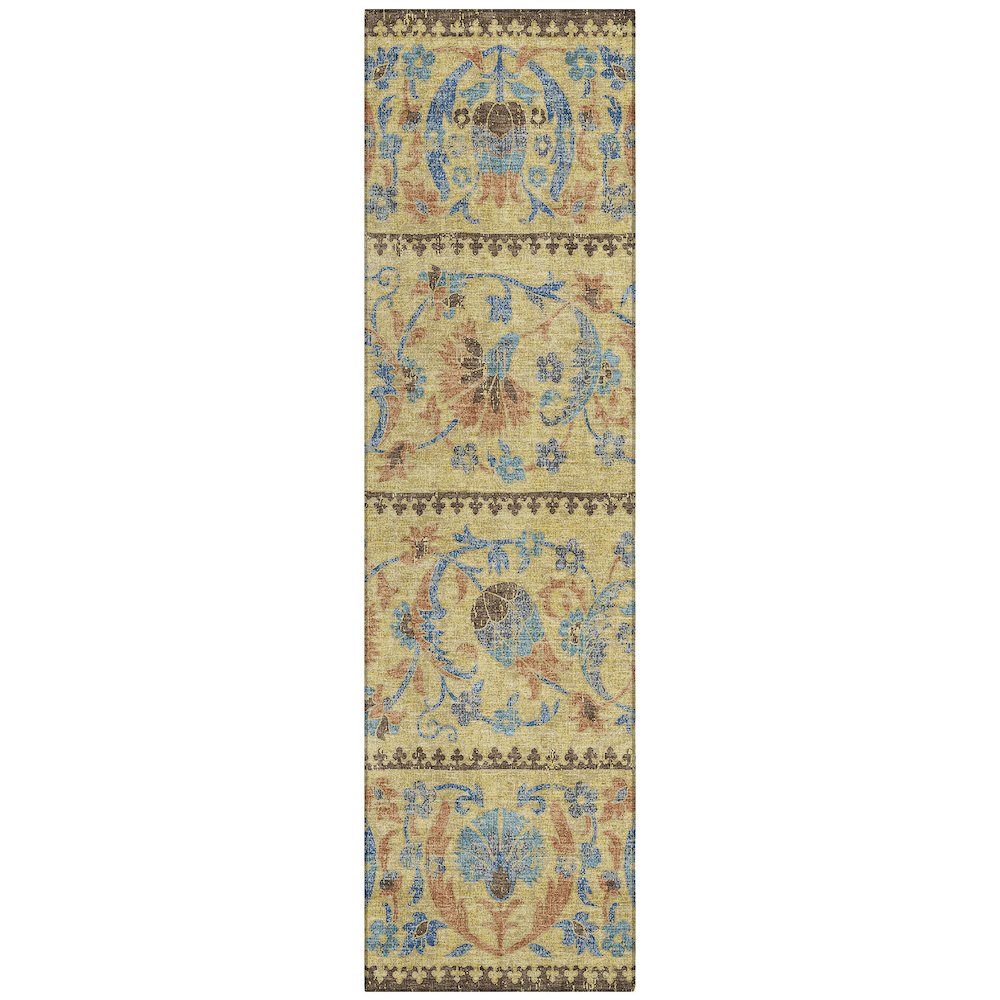 Machine Washable Indoor/Outdoor Chantille ACN2480 Gold 2'3" x 7'6" Runner Rug. Picture 1