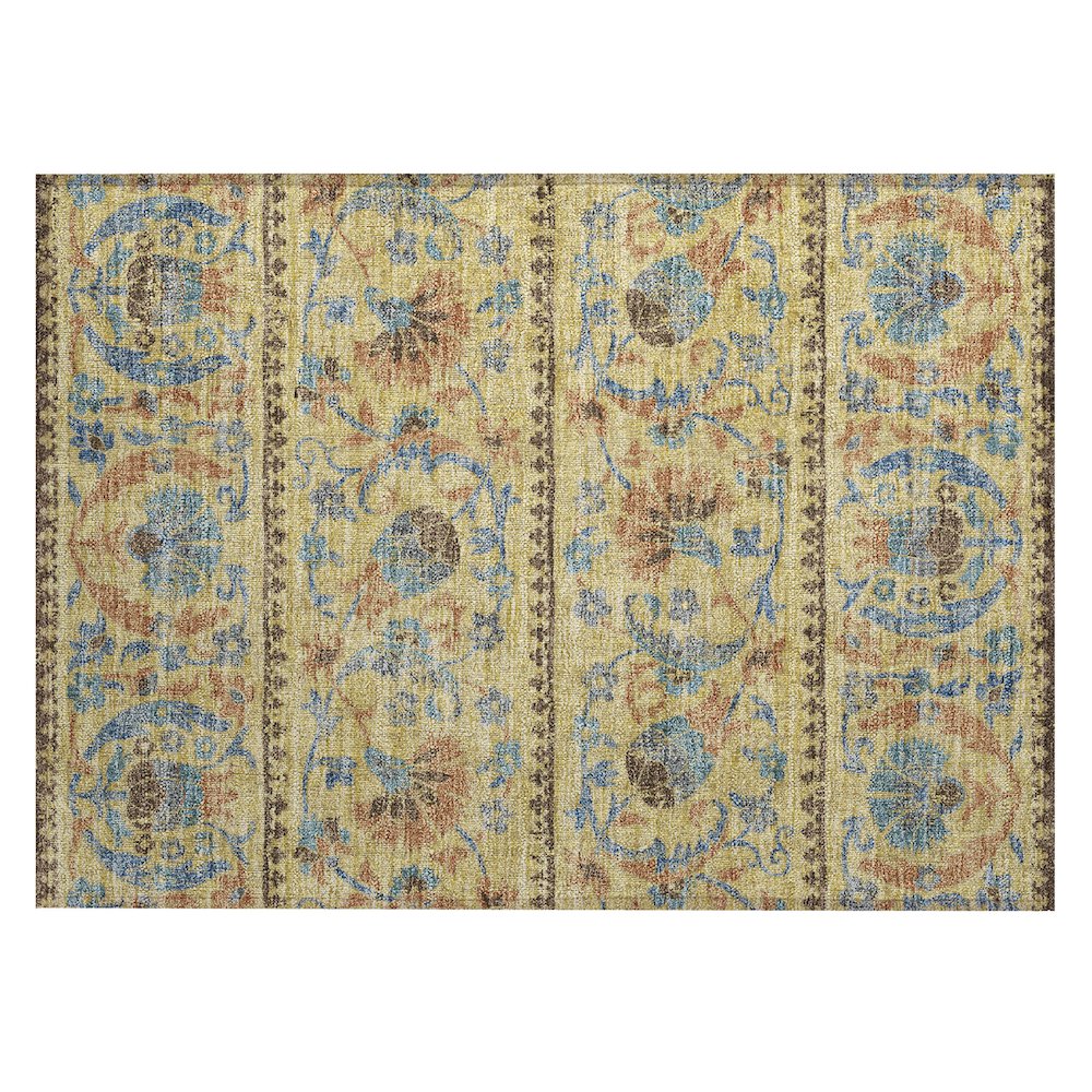 Machine Washable Indoor/Outdoor Chantille ACN2480 Gold 1'8" x 2'6" Rug. Picture 1