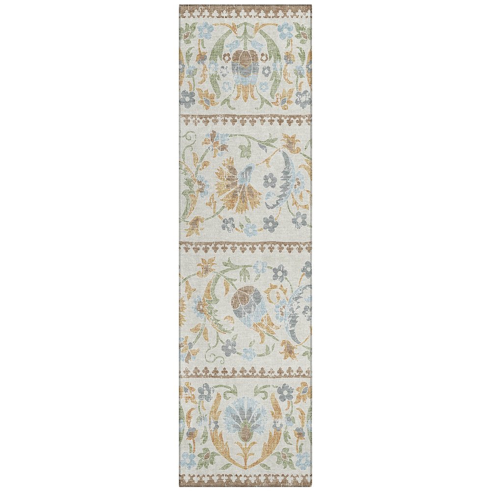 Machine Washable Indoor/Outdoor Chantille ACN2480 Ivory 2'3" x 7'6" Runner Rug. Picture 1