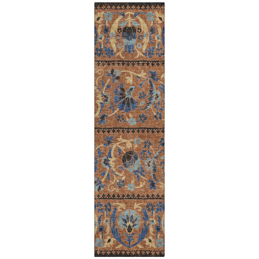 Machine Washable Indoor/Outdoor Chantille ACN2480 Orange 2'3" x 7'6" Runner Rug. Picture 1