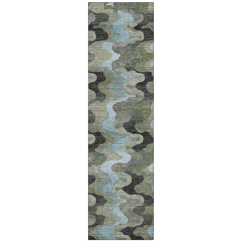 Machine Washable Indoor/Outdoor Chantille ACN2481 Green 2'3" x 7'6" Runner Rug. Picture 1