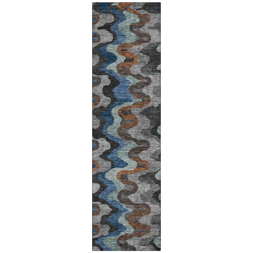 Machine Washable Indoor/Outdoor Chantille ACN2481 Black 2'3" x 7'6" Runner Rug. Picture 1